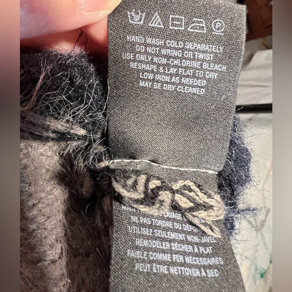 Anthropologie Sleeping On Snow Embellished Fair Isle Black Grey Fuzzy Sweater S - Picture 12 of 12